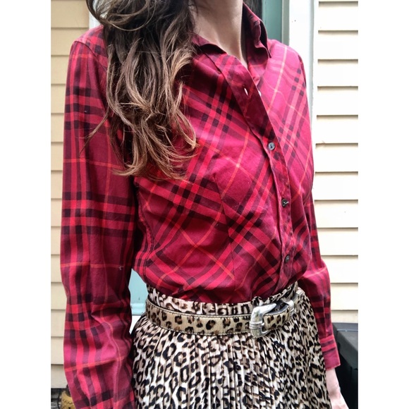 Burberry Tops - Women’s red plaid Burberry button Down